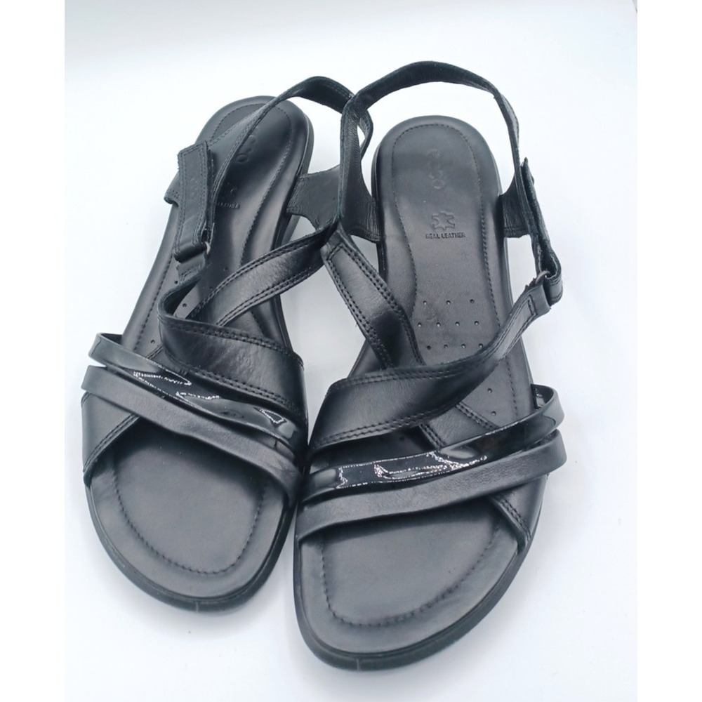 Ecco Women's Felicia Sandals Black Size 40 (US 9) Hook and Loop Closure Leather